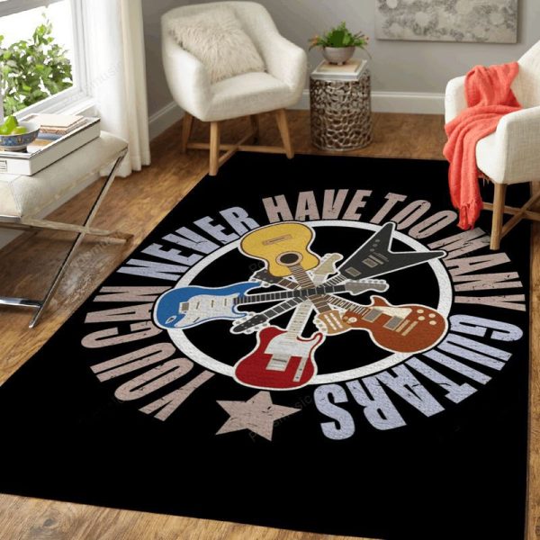 Too Many Guitars Funny Music Art Teppich