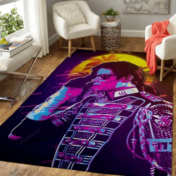 The King Of Pop 80s Artwork Music Synthwave 80s Art Teppich