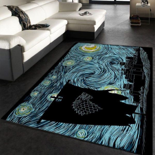 Van Gogh Starry Night Game of Thrones Direwolf Teppich