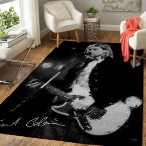 Kurt Cobain Music Monochrome Art Teppich