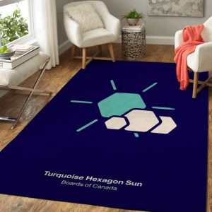 Turquoise Hexagon Sun Music Art Teppich