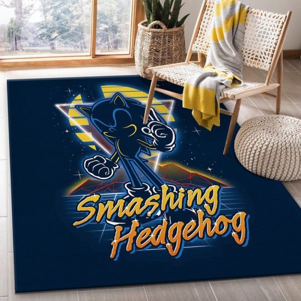 Sonic Retro Smashing The Hedgehog Teppich