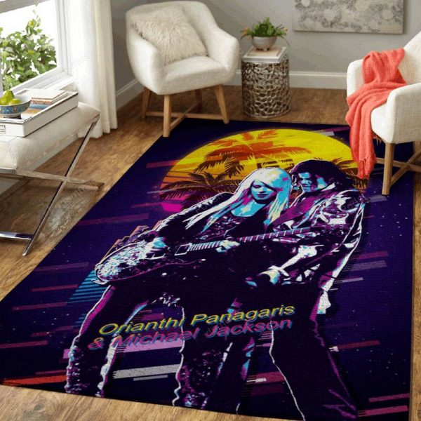 Orianthi Panagaris With Mj Artwork Music Synthwave 80s Art Teppich