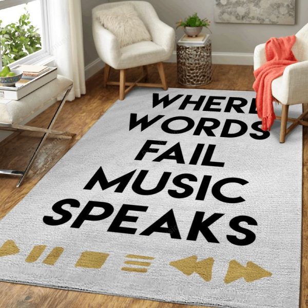 Music Speaks Typography Art Teppich