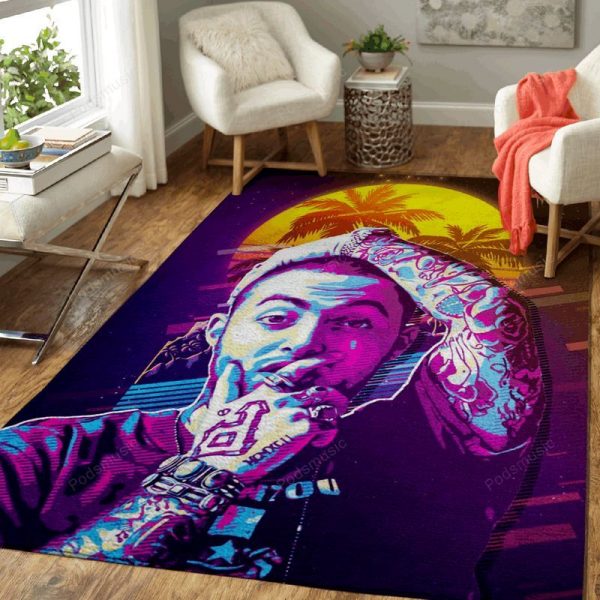 Mac Miller Portrait 80s Artwork Music Synthwave 80s Art Teppich