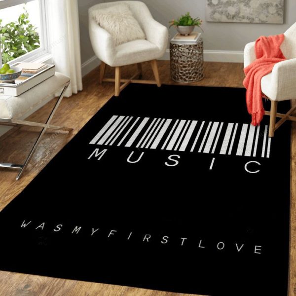 Music Was My First Love Barcode Art Teppich