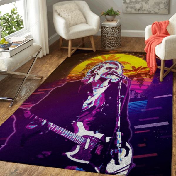 Kurt Cobain 80s Artwork Music Synthwave 80s Art Teppich