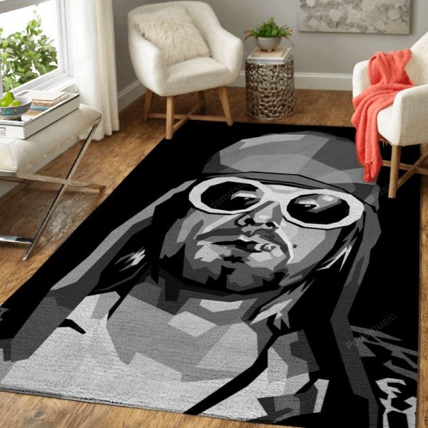 Kurt Cobain Cigarette Bw Music Art Teppich