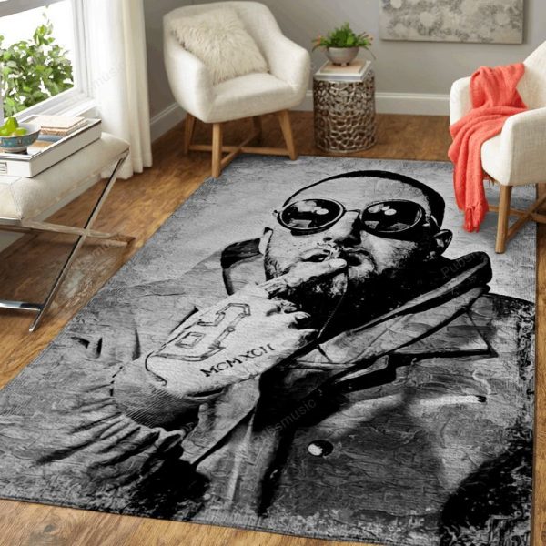 Mac Miller Music Monochrome Art Teppich