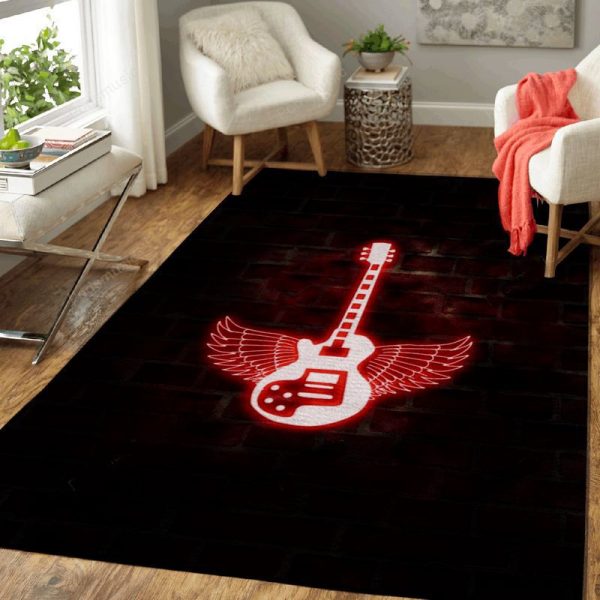 Winged Electric Guitar Music Art Teppich