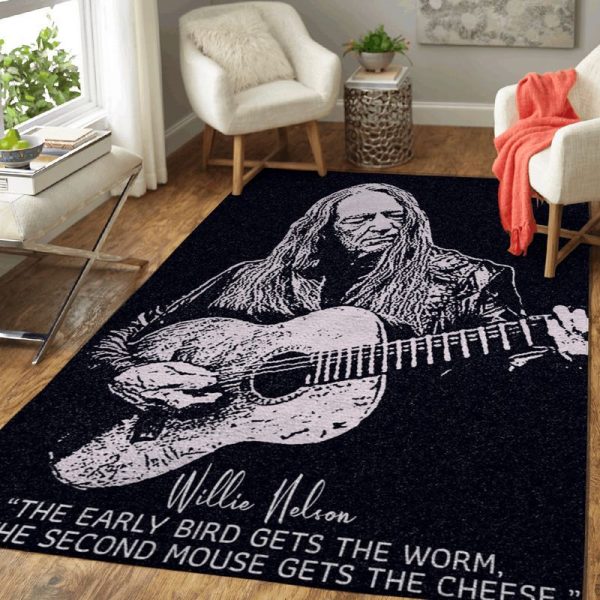 Willie Nelson Quotes The Early Bird Gets The Worm Art Teppich