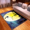 Halloween Werwolf und Hexe fliegen unter Vollmond Teppich Wohnzimmer Teppiche